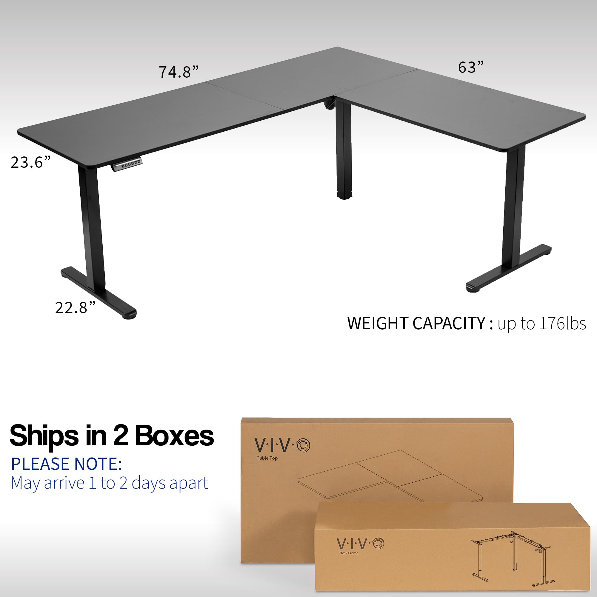 VIVO Electric Height Adjustable 75 X 63 Inch Corner