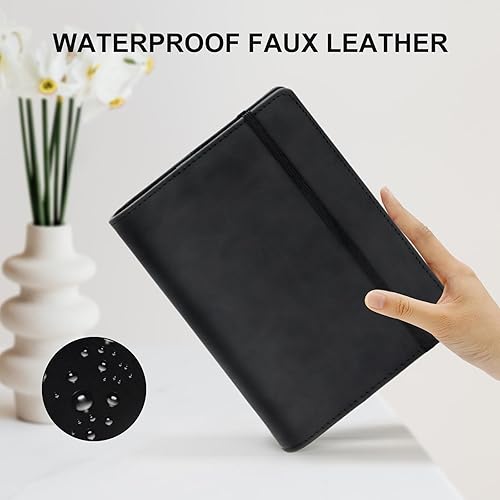 Miniatura 31 de Carpeta A5 recargable de piel sintética con 6 anillas, cubierta para cuaderno pequeño para papel de relleno A5, cubierta de planificador personal