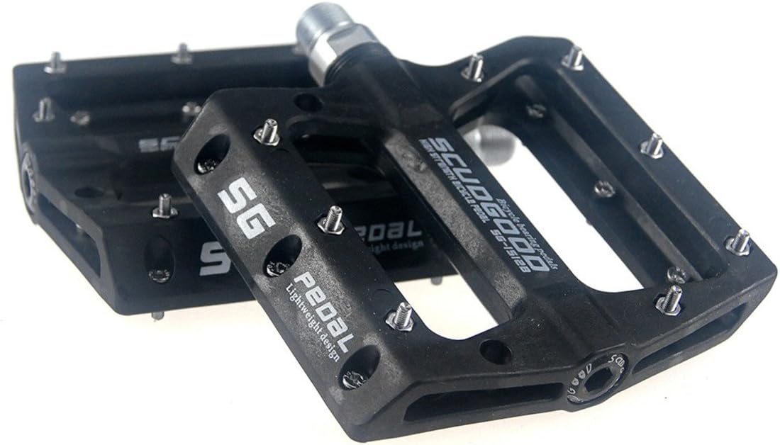 SCUDGOOD Mountain Bike Pedals Light Weight Road Riding Bicycle Pedals for AM/FR/DH/DJ/BMX,1 Pair (Black)