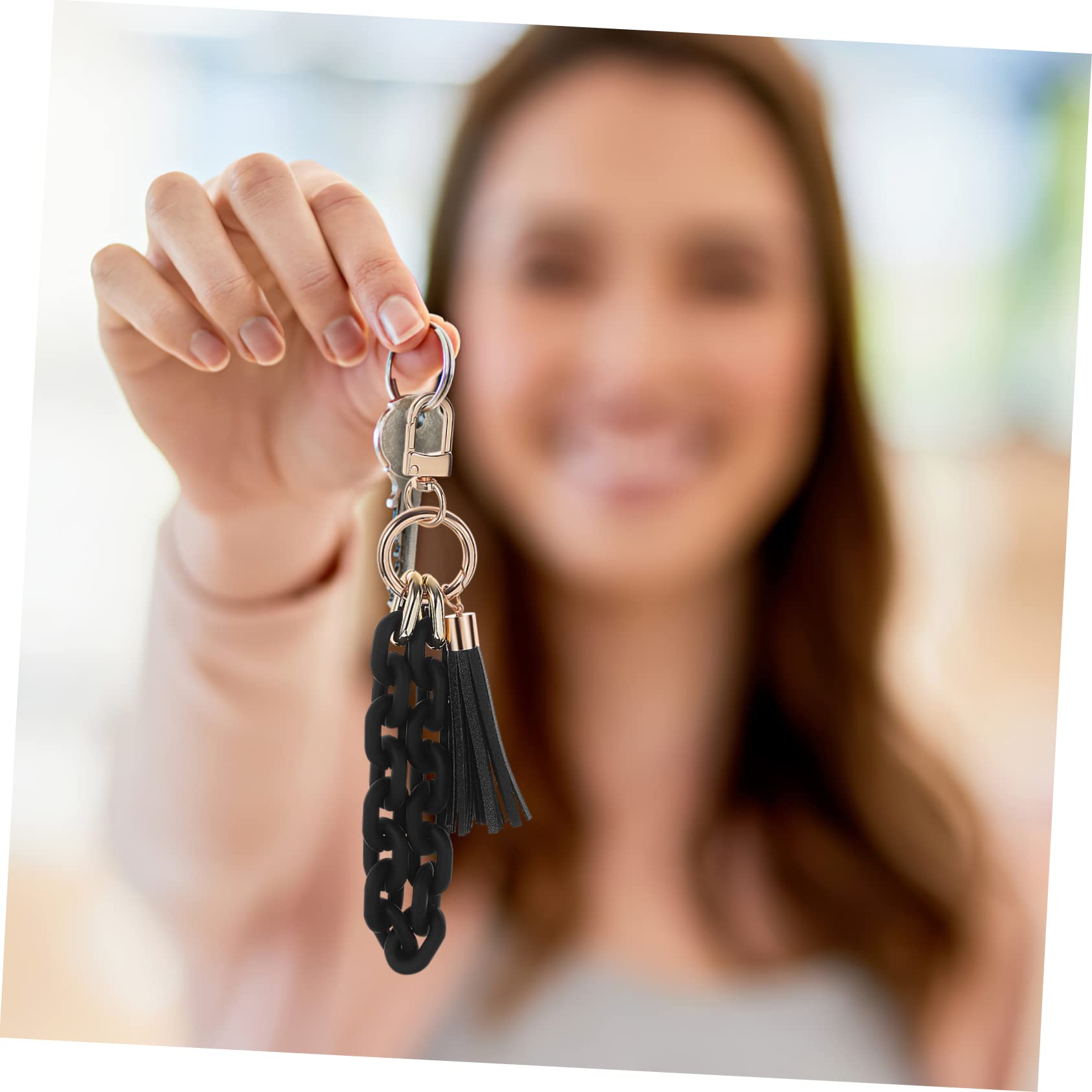 10piezas Pulseras De Llaveros Para Mujer Con Cadena Acrílica y Charms De Borlas Sujetadores De Llaves Para Casa y Coche Diseño Único y Práctico