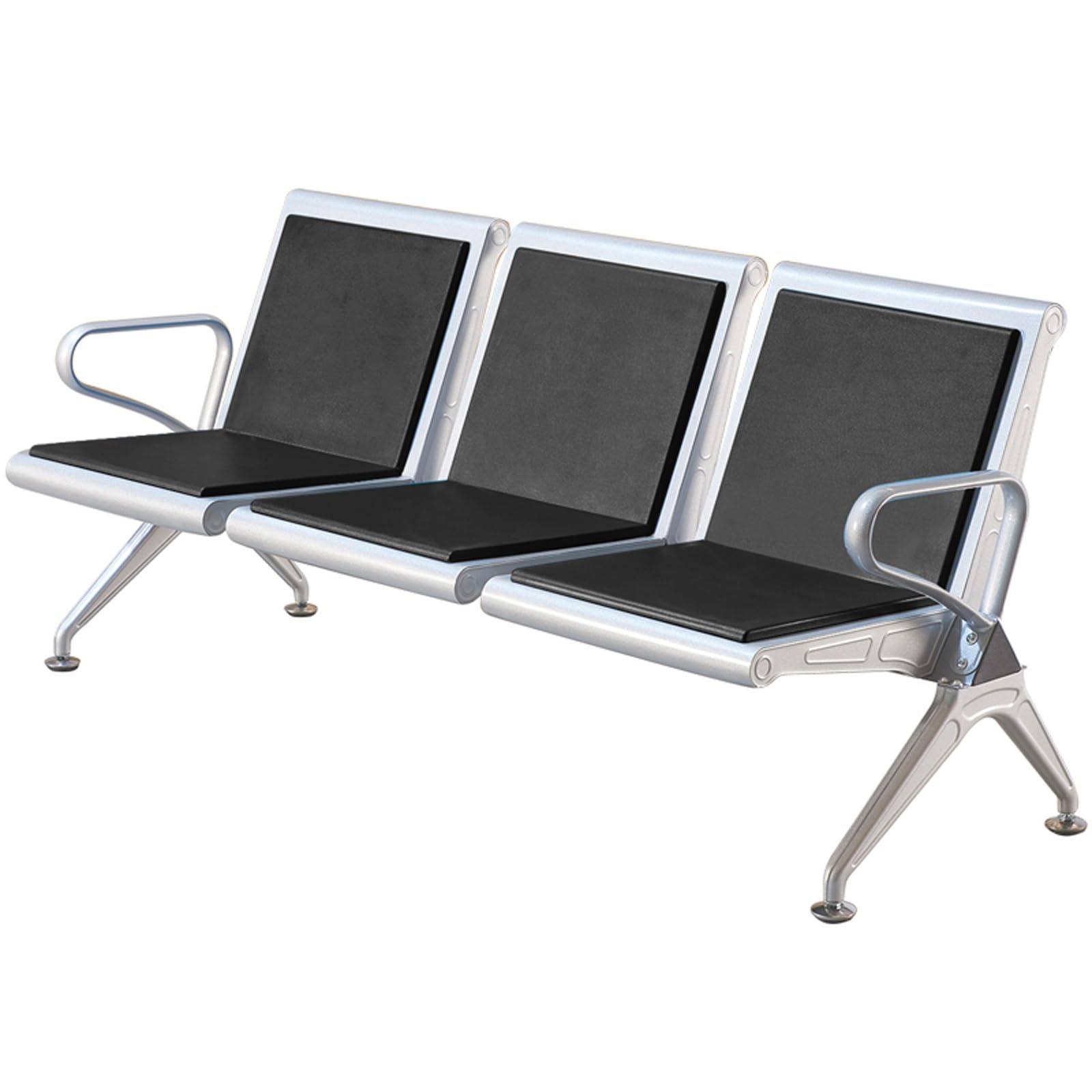 SaryEdge Area Chairs and Benches for Clinics, Airports, Hospitals, and Salons - Reception Seating with Armrests, Durable Office Furniture,Black,Black