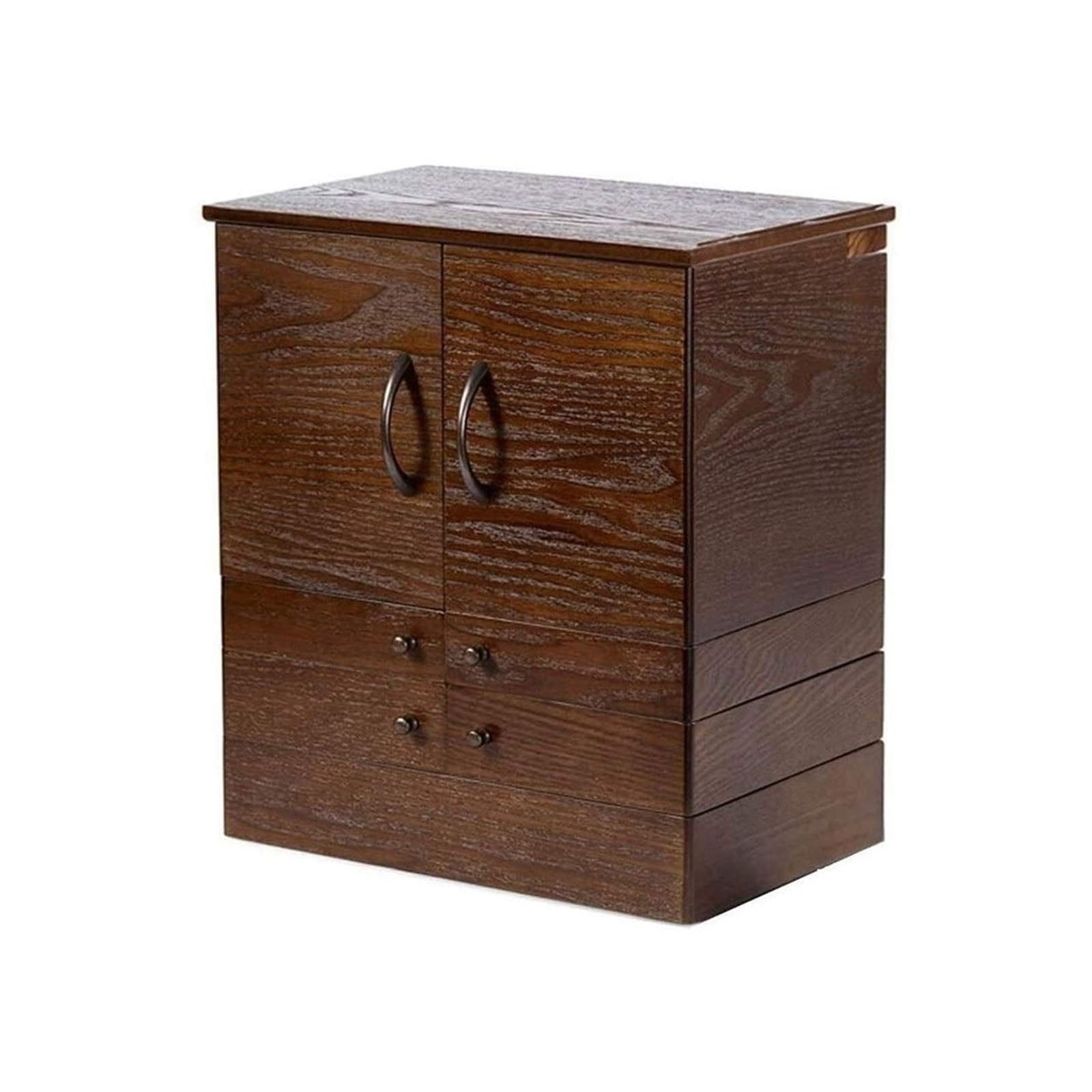 Joyero de Madera Estilo Chino Vintage, Organizador portátil de cosméticos Grande para Mujer, Estuche de Viaje para Anillos y Pulseras (A 29 x 21 x 36 cm)