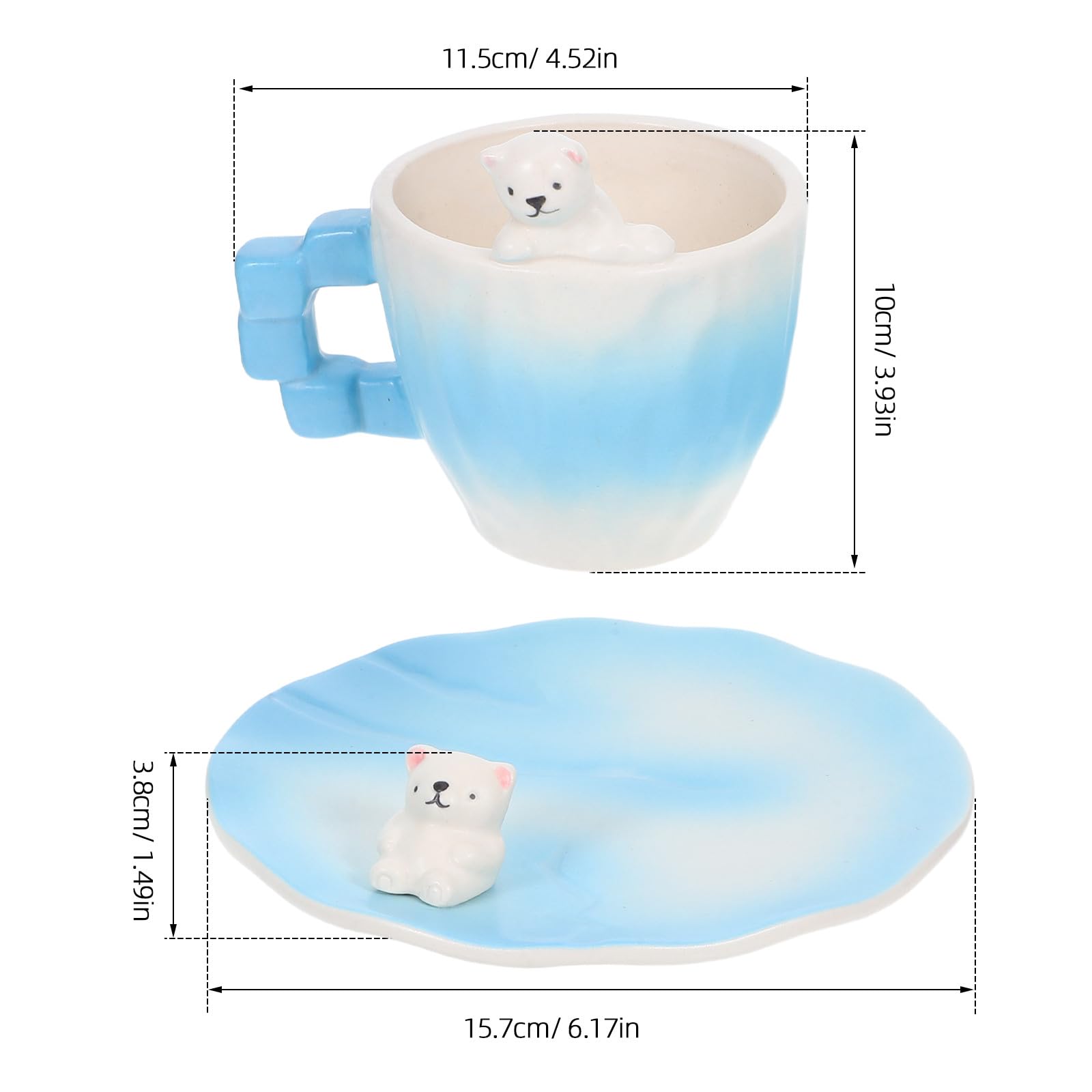 Niedlicher Keramik Eisbär Kaffeebecher 1 Satz mit Untertasse 200ml