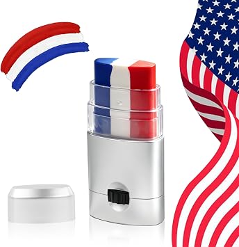 Red White and Blue Face Body Paint Stick for Sports Activities, 4th of July