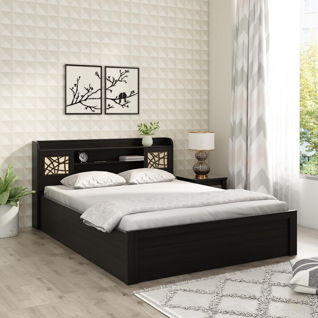 Spacewood Mayflower Queen Bed | Queen Size (78 X 60) Engineered Wood Bed with Box Storage| 3 Year Warranty | Modern Design | Vermount-image-21