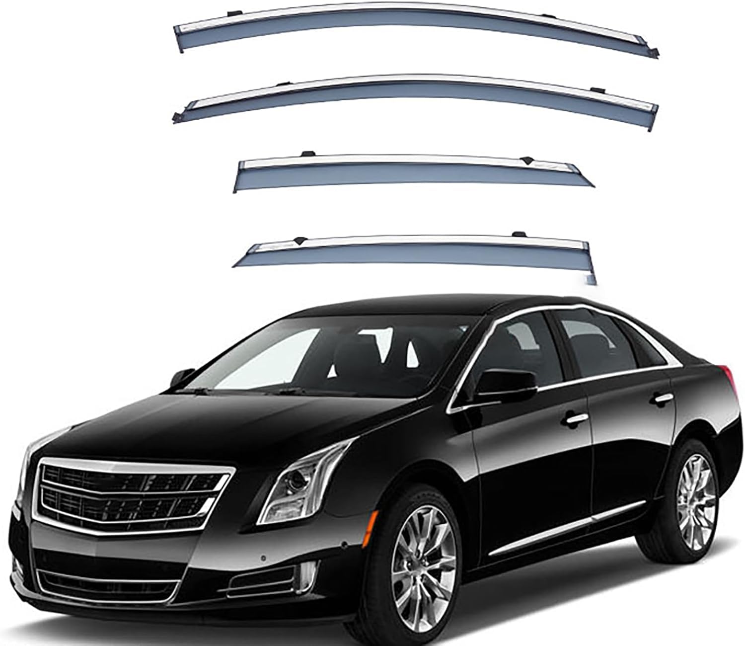 FengXH Window Deflectors for Cadillac XTS MK1 2013-2020 - 4pc Smoke Tint, Waterproof, Noise Reducing.