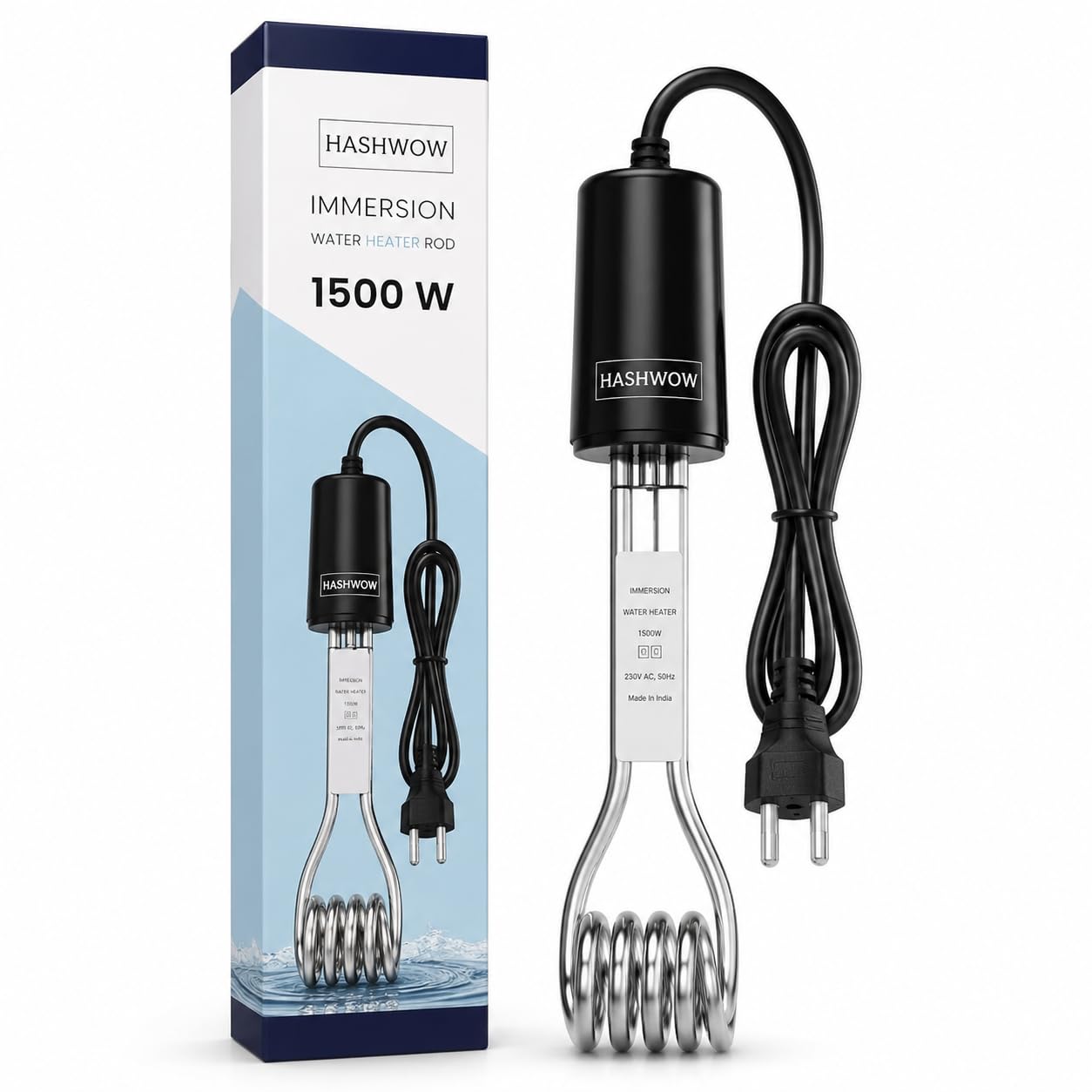 HashWOW 1500W Immersion Water Heater Rod for Bucket, ISI Certified | Nickel Plated Element • Heat Resistant Body • Anti-Corrosion • Shock Protection • 230V AC • 50Hz-image-35