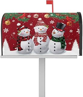 Mailbox Cover Magnetic Merry Christmas Snowman Snowflake Mailbox Covers Standard Size 21x18in,Mailbox Covers Wrap Post Letter Box Cover for Garden Yard Outdoor Decor Cardinal Berry Pine Trees