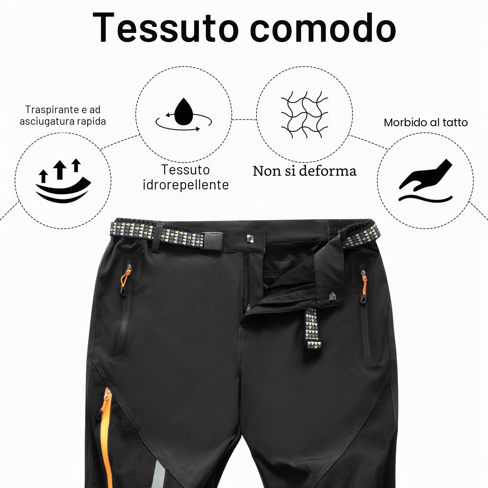 Pantaloni da Trekking da Uomo, Pantaloni da Camminata Leggeri ad Asciugatura Rapida, Pantaloni Traspiranti Idrorepellenti da Uomo all'aperto con Tasche Zip