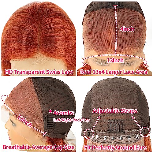 Ginger Straight Bob Wig Human Hair 13X4 Transparent Lace Front Wigs Pre Plucked Bleached Knots Straight HD Lace Front Wig (350 bob wig - Image 3