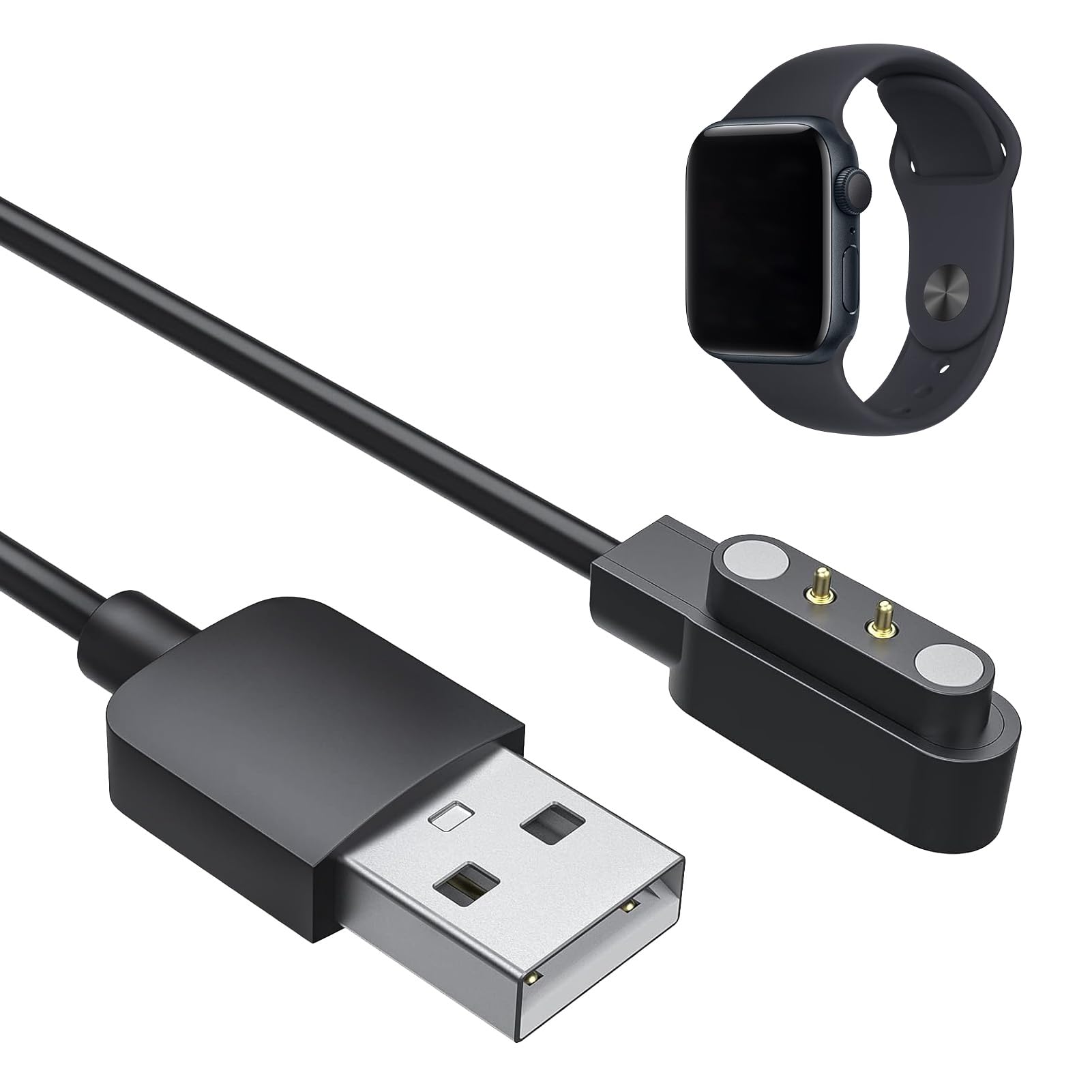 Chargeur Magnétique Montre Connectée - 2 Pins 2,84mm - Universel - 60 Cm - 2 Pièces - Protections Surtension - Compatible Nombreux Modèles Câbles Pour Montres Connectées