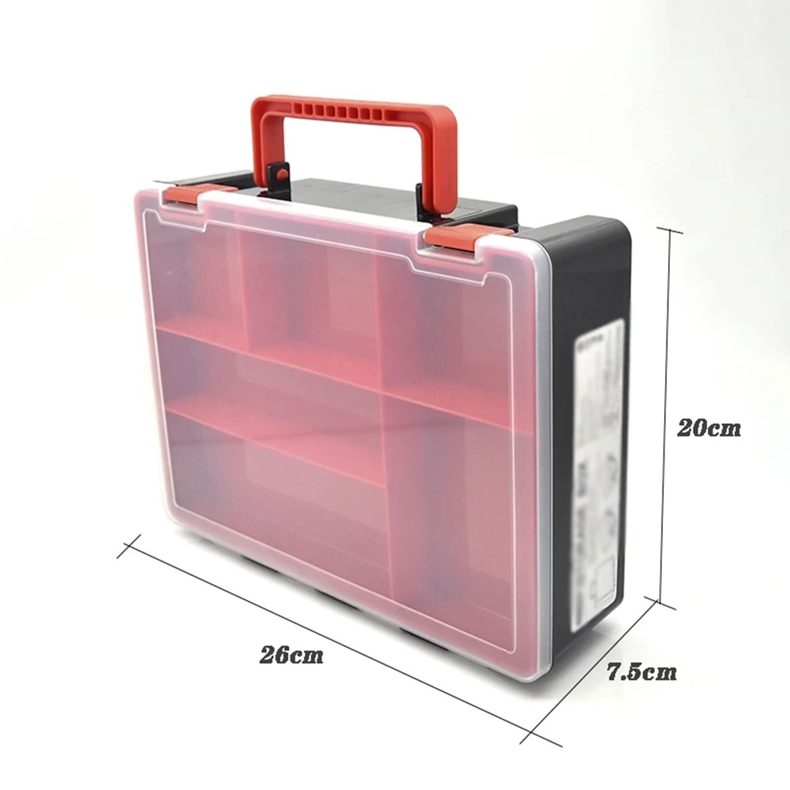 Scatola organizer per attrezzatura da pesca, con doppio lato, portatile, per esche e accessori per la pesca alla carpa, resistente e leggera (rosso)