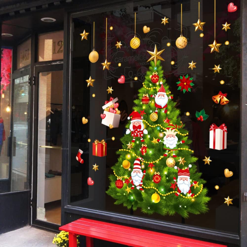 Calcomanía De Pared De Feliz Navidad Y Próspero Año Nuevo, Copos De Nieve, Citas Adhesivas, Decoraciones, 66 Cm × 61 Cm, Letras Adhesivas De Vinilo Para Decir, Decoraciones De Arte De