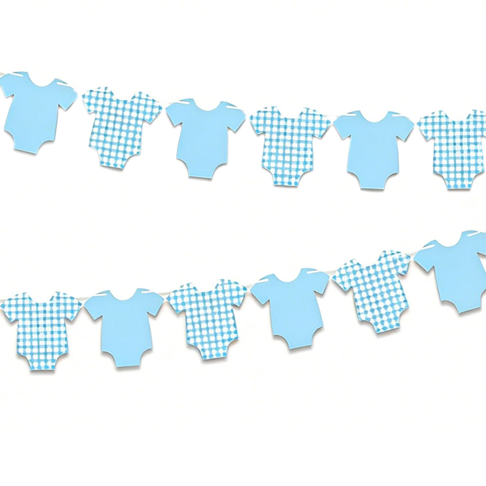 Floruvia Pre-Strung Blue Bodysuit Decoration Banner, Baby Shower Sign, Blue Jean Baby Shower Decor Bunting, Girl&Boy, Ready to Hang