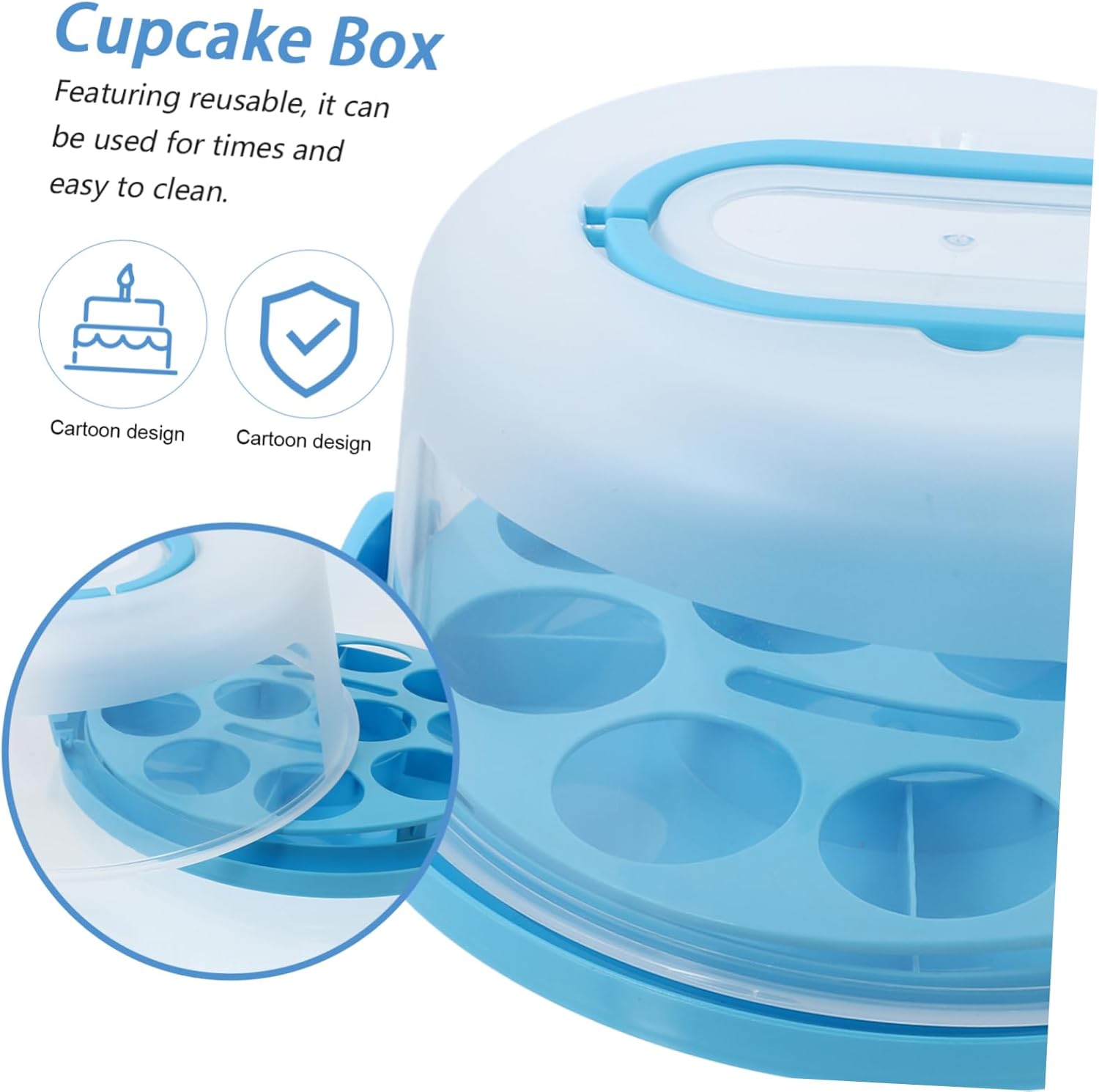 IMIKEYA 10 Inch Thicken Cake Box Handle and Tray Reusable Cake Carrier Portable Cake Packing Box New Design