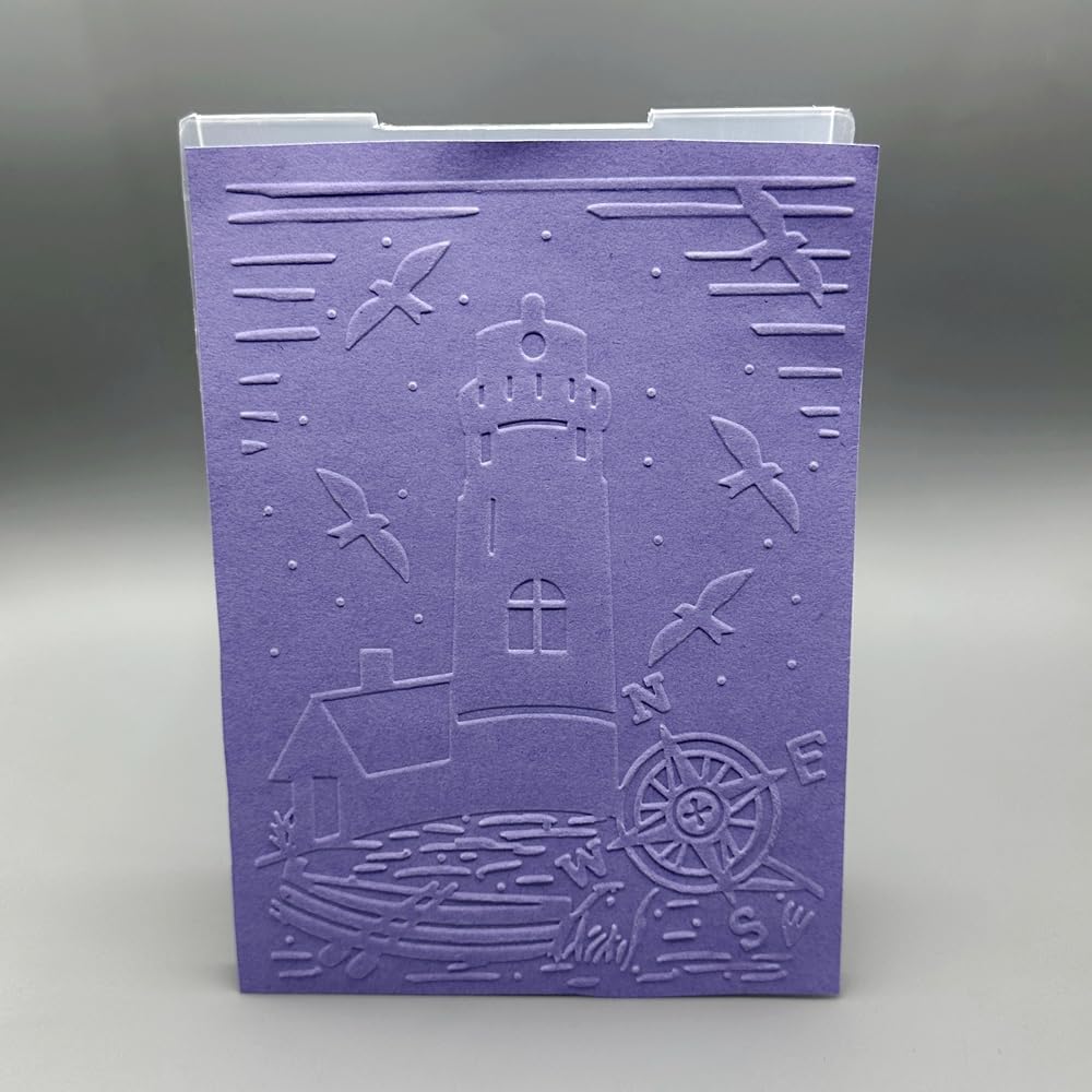 3D Plastic Embossing Folder Template Navigation Lighthouse Texture 5x7 Inch for Card Making DIY Scrapbooking Paper Crafting Handmade Crafts Scrapbooking Arts Supplies Scrapbook Decor