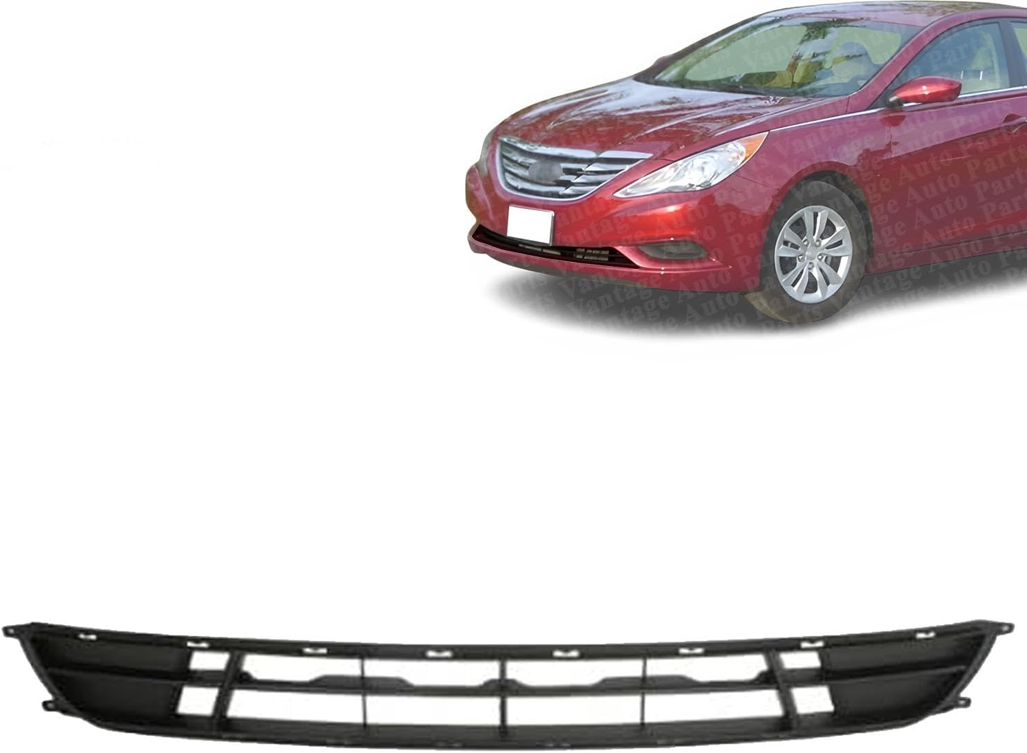 Front Bumper Grille Compatible with Hyundai Sonata 2009-2010 | DIRECT REPLACEMENT | Textured | 865613K500 | HY1036111