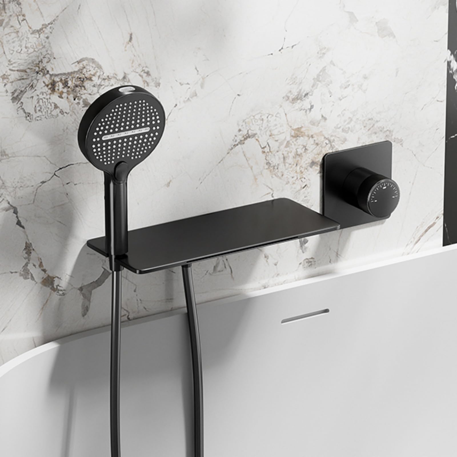 Mélangeur de douche cascade noire à poignée unique avec ensemble de douche moderne LWX