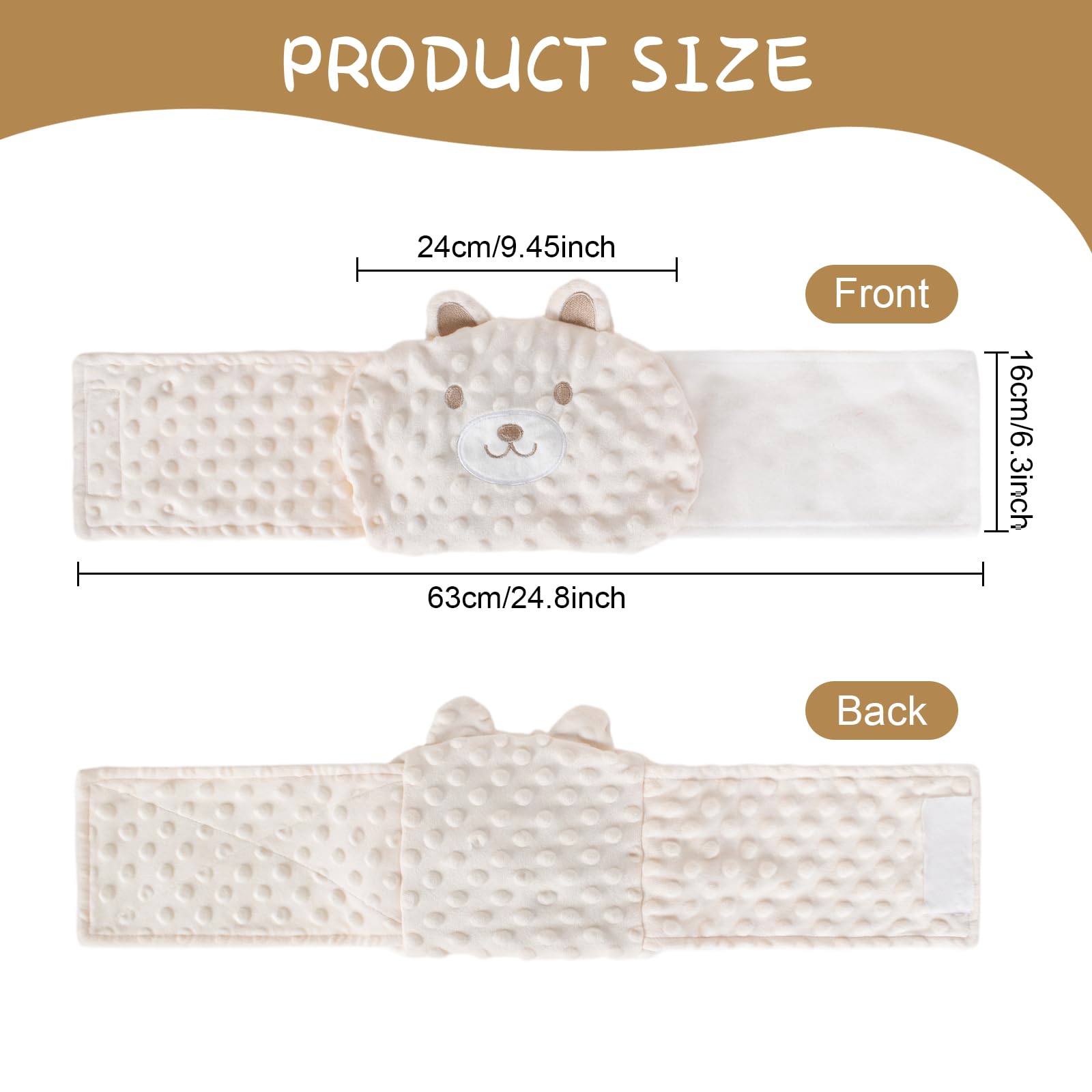 Cinturón Calentador para Bebé, Puf Rojo, Compresa Caliente, Apto para Microondas, Alivia el Dolor Abdominal, Hinchazón, Flatulencia, Calma el Estado de Ánimo Del Bebé, Velcro Ajustable, Lindo Osito