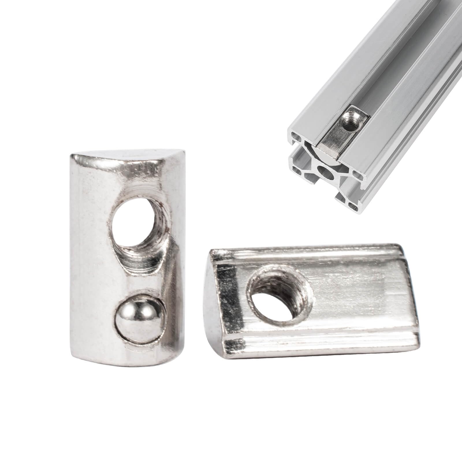 12pcs M8 T Slot Nut with Spring Ball, Roll in T-Nuts, T Slot-Nut for 4040 Series Aluminum Extrusion Profile