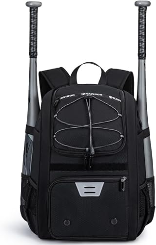 KAVIGOR Youth Baseball Bag, Softball Bag for Girls & Boys, Kids Tball Backpack with Shoes Compartment