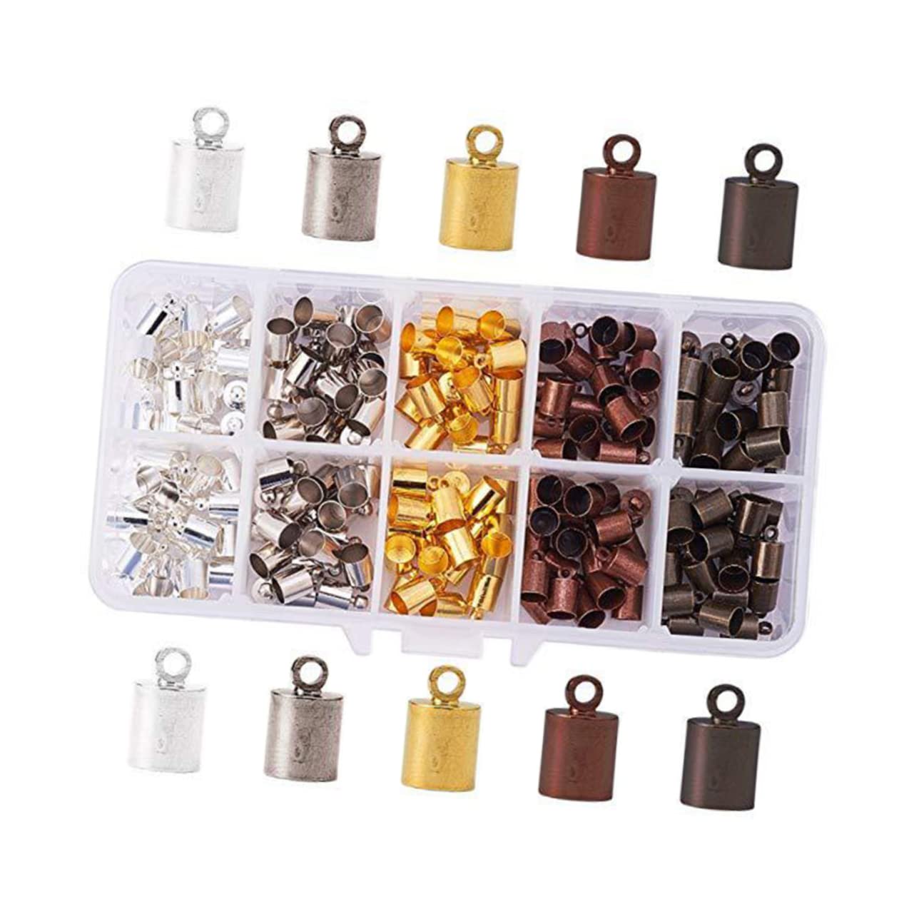 Operitacx 600pezzi Tappi Rame Per Corde Accessori Per Gioielli Chiusure Per Corda Rame Da Misti Per Creazione Di Collane e Bracciali