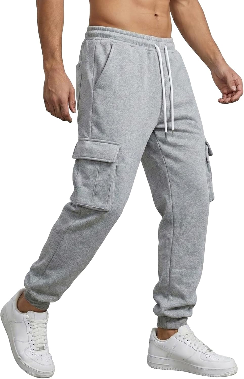 Men's Cargo Sweatpants Fleece Casual Jogging Hiking Pants Baggy Sweat Pants for Men Running Athletic Workout with Pockets - Image 4