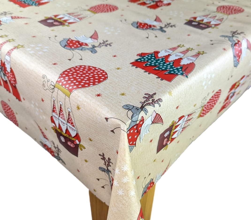 Karina Home Santa Lapland Christmas PVC Wipe Clean Tablecloth (Cream, 140cm x 140cm) — image 1