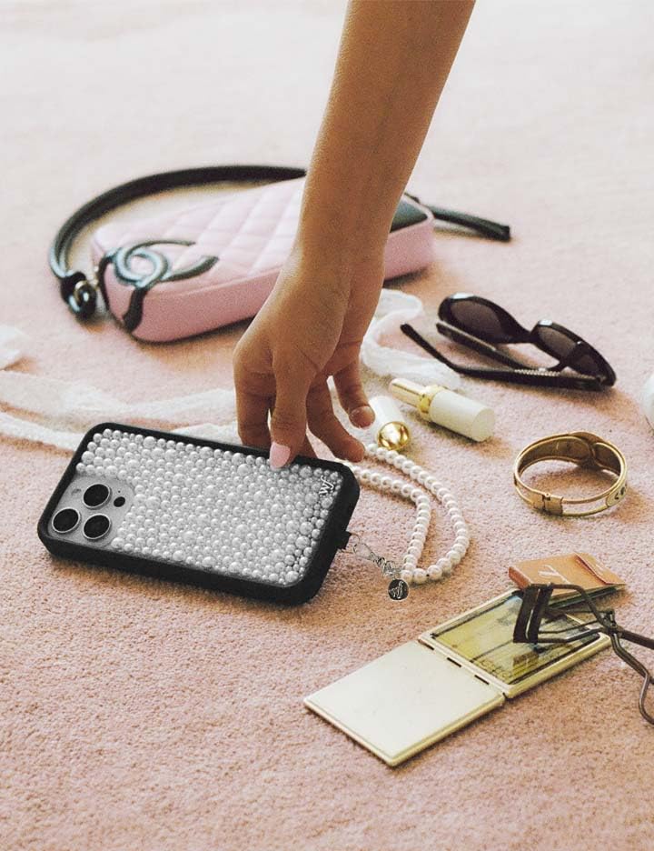 Image of Wildflower Cases - Compatible with iPhone 16 | Protective Black Bumper, 6.5ft Drop Test Certified, Women Owned Small Business | Trendy Classy Elegant Cute | Pearl - White