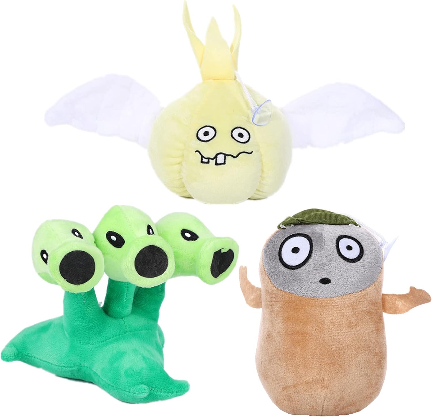 JHESAO 3 PCS Plants and Zombies Threepeater Plush Zombies Plants Sets Toys, Imitator PVZ Plush 1 2 Stuffed Soft Garlic Doll for Children Fans, Great Gift for Halloween, Christmas New