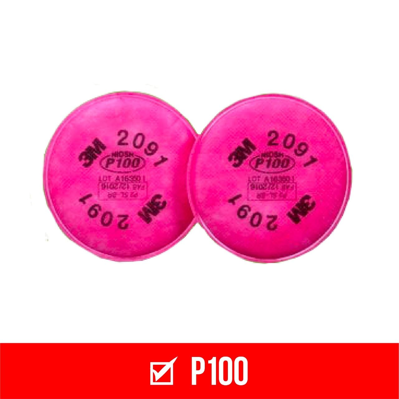 3M P100 Performance Filter 2091, 2 Pairs, Use With Any 3M