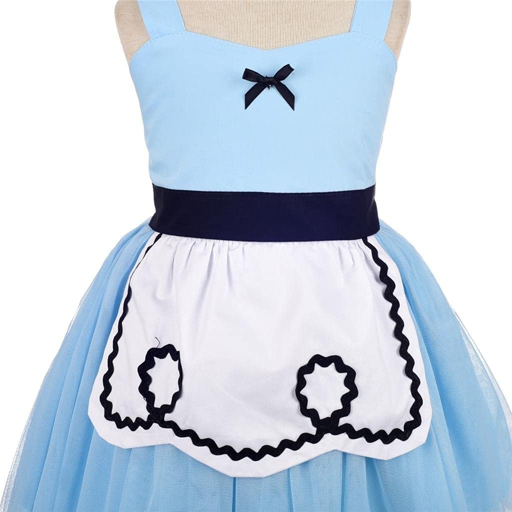 Dressy Daisy Princess Costume with Hair Hoop for Baby Toddler Little Girls Fancy Wonderland Summer Tulle Dress Up, Blue