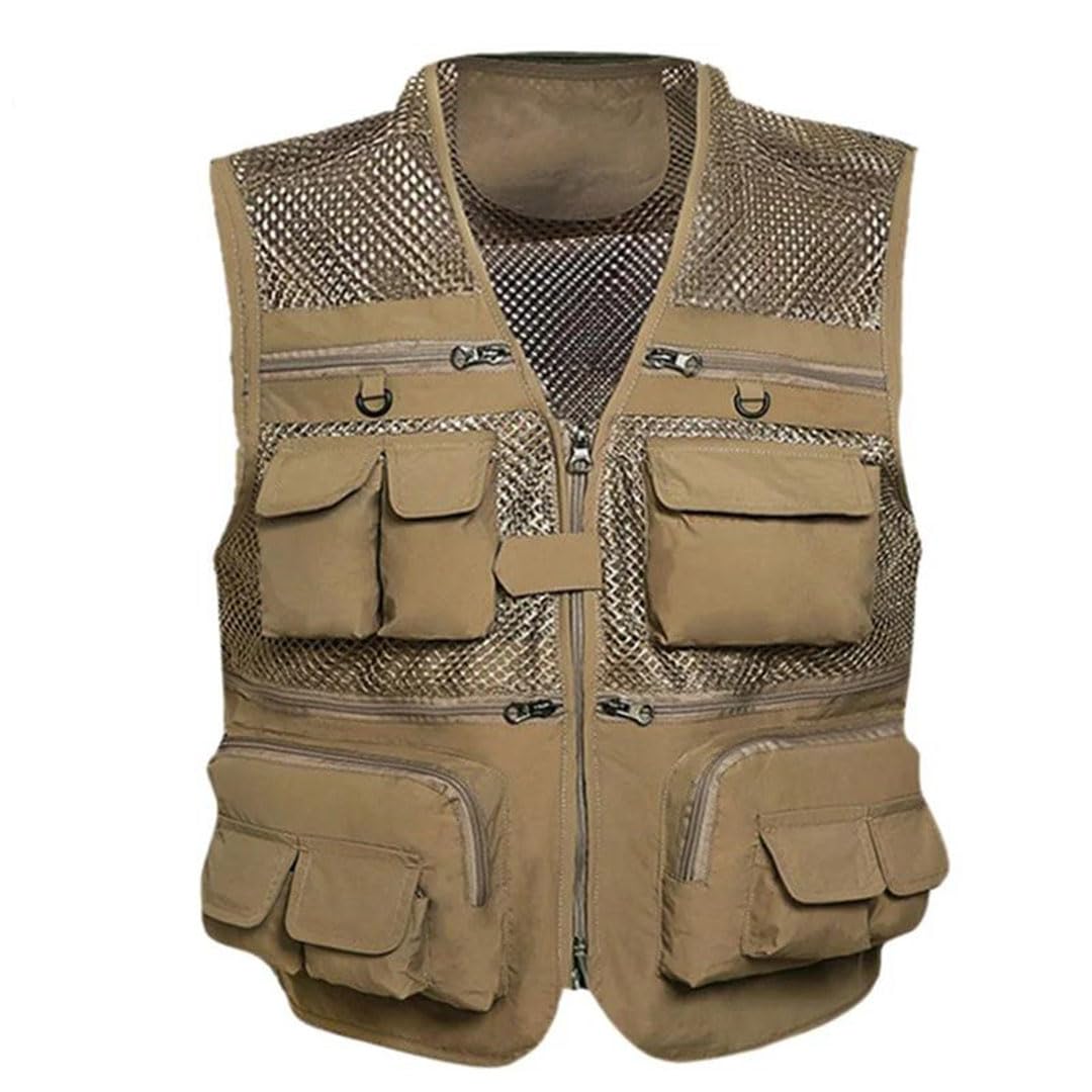 Gilet da pesca da uomo kaki multi tasca gilet da uomo Hunter Fisherman Clothig Giacca senza maniche multiuso