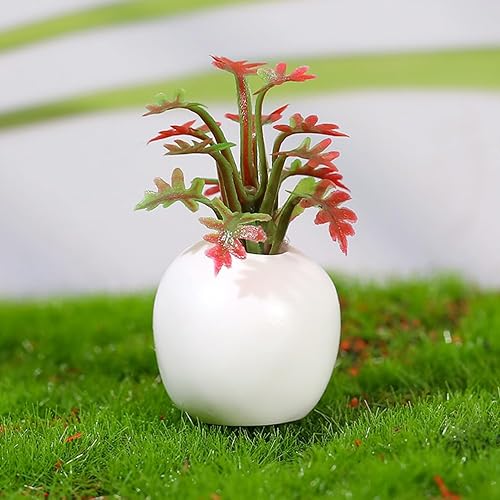 Miniatura 4 de NOLITOY 12 mini plantas artificiales en maceta, maceta falsa en miniatura, simulación, bonsái, césped decorativo, vegetación en macetas para