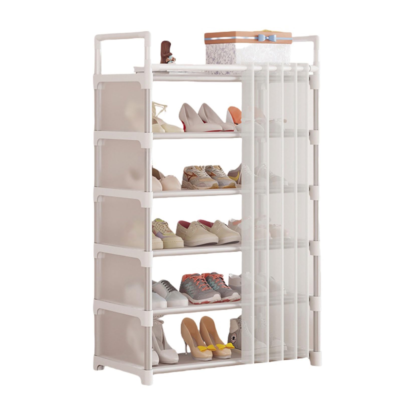 Amazon｜ドアカーテン付き シューズラック スリム 下駄箱 大容量 省