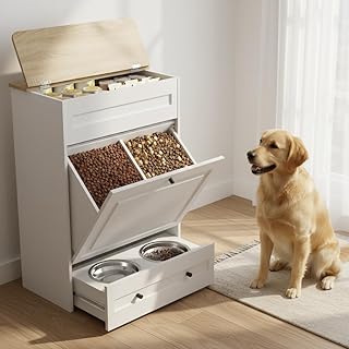 Elevated Dog Feeding Station with Storage Cabinet, 5.3