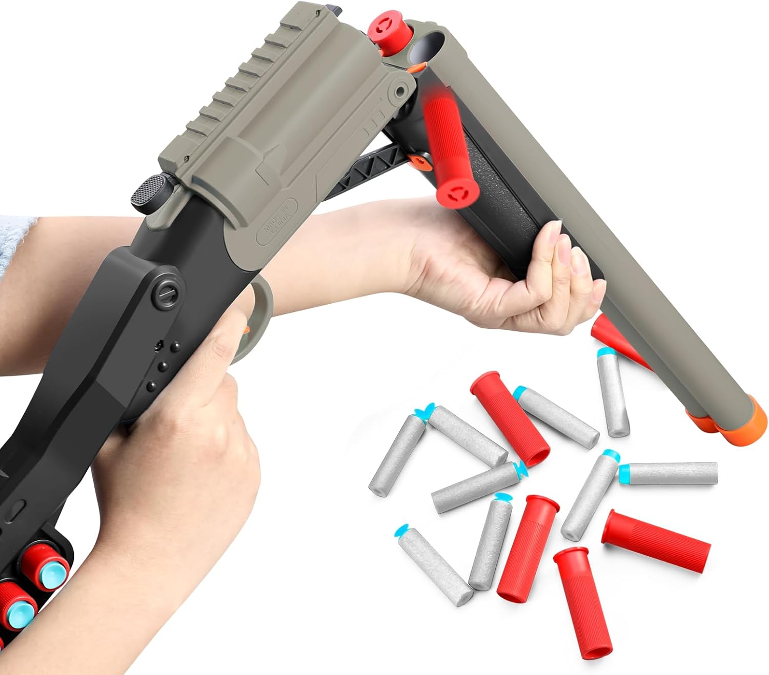 Safe Toy Double Barrel Gun for Boy with Ejecting Shell Soft Bullets,Realistic Model Shotgun Toys Foam Blaster Play Gun Toy with Soft Bullet Look Real Hunting Action for Children (Shootgun_2)