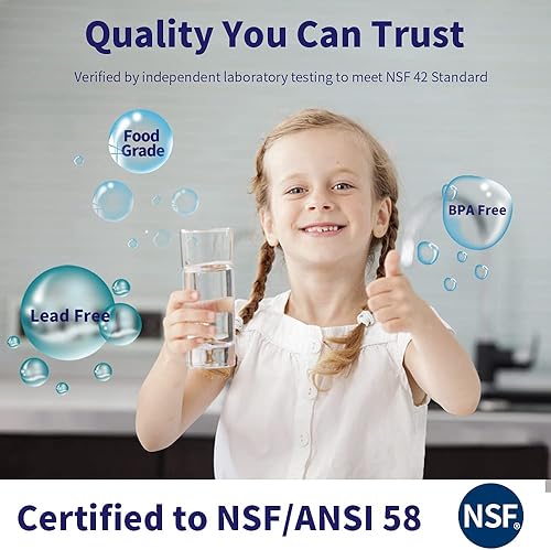 Miniatura 4 de Huining Membrana de ósmosis inversa 50GPD-18122012 Kit de carcasa de membrana RO con conector rápido de 14, válvula de retención, tubo de agua,