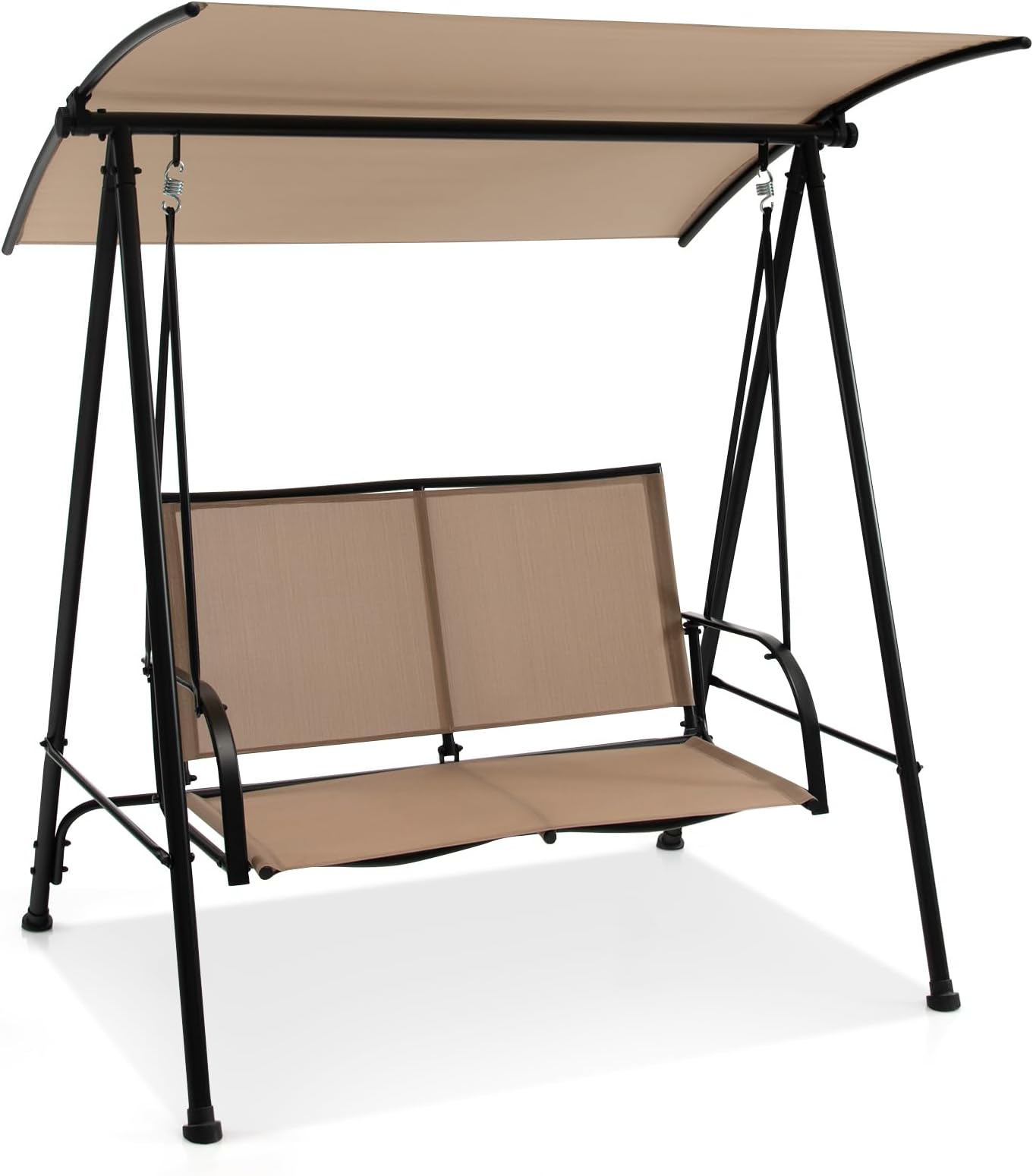 RELAX4LIFE Outdoor Canopy Swing Chair, 2 Seater Garden Swing Bench with