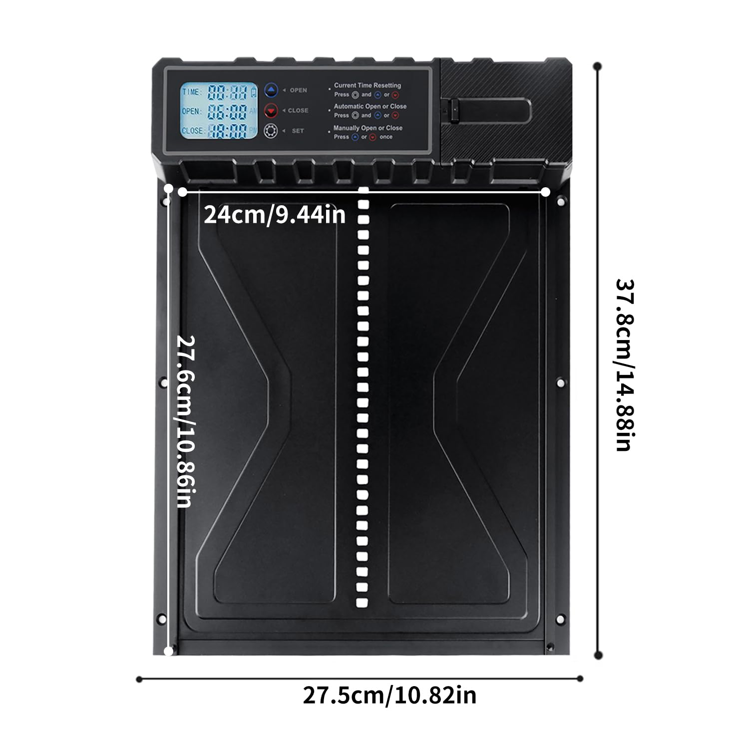 Puerta Automática para Gallinero de Aluminio con Temporizador y Pantalla, Protección Antiatrapamiento