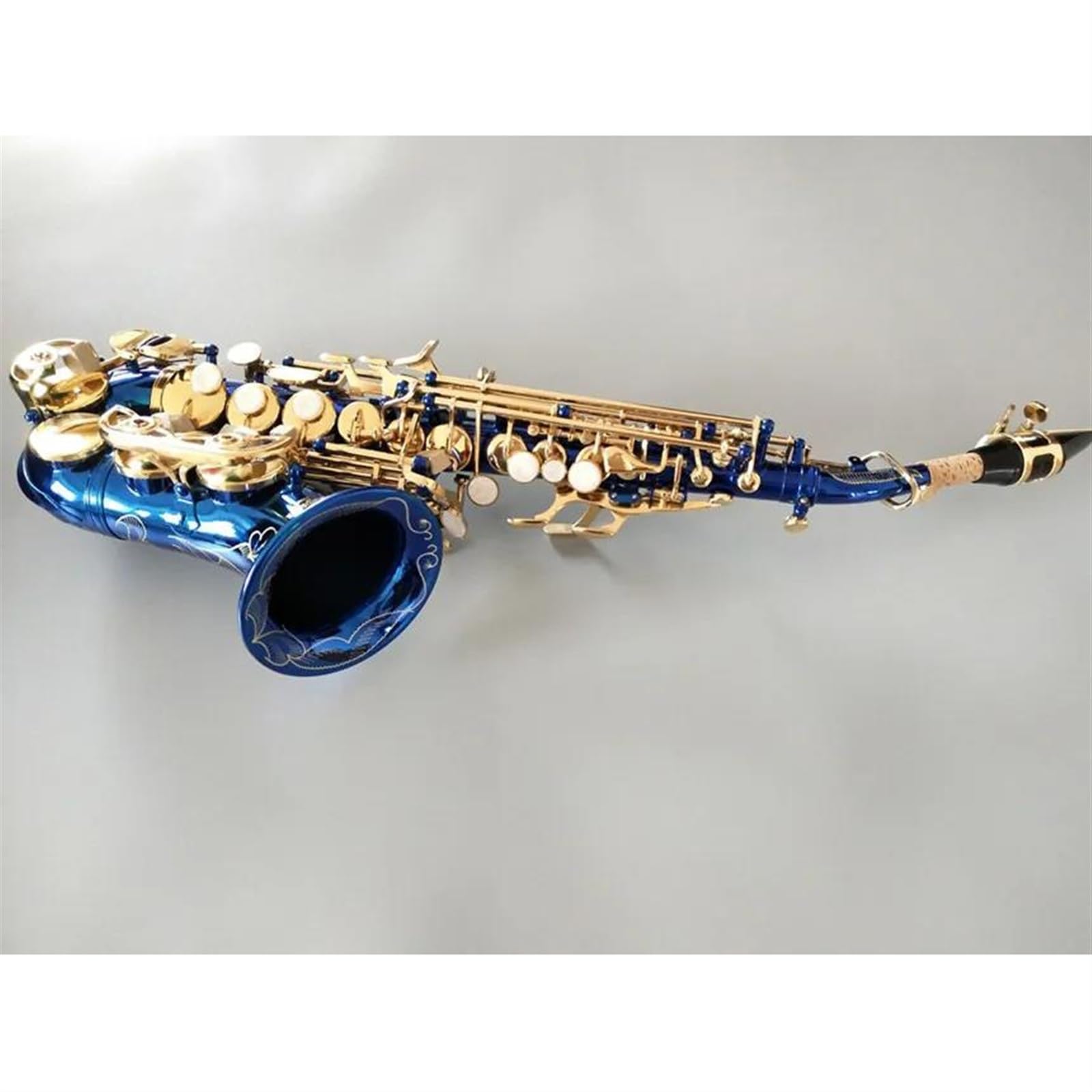 sassofono Sassofono Soprano Curvo Blu B Piatto In Ottone Nero Oro Sax Con Custodia Per Bocchino