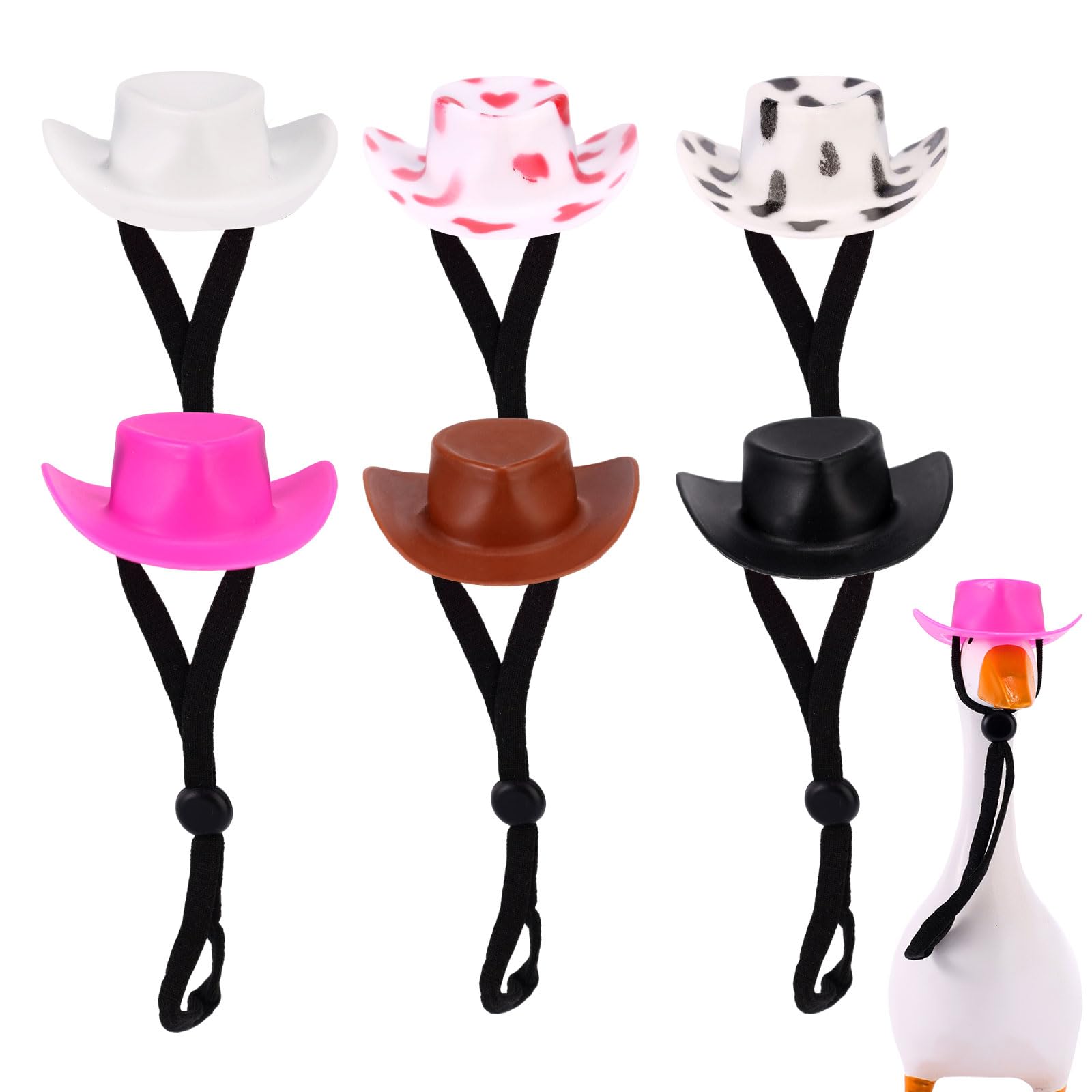Lyreh 6pcs Mini Desk Goose Headwear, 7 Inches Magnetic Goose Outfit Magnetic Statue Keychain Costume Mini Hat for Desk Decoration