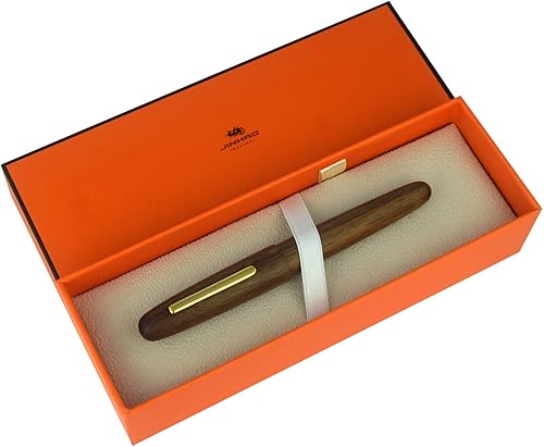 Vista 13 de Jinhao 9036 - Pluma estilográfica vintage de madera, bolígrafos naturales antiguos de roble, punta fina con convertidor de tinta recargable, juego