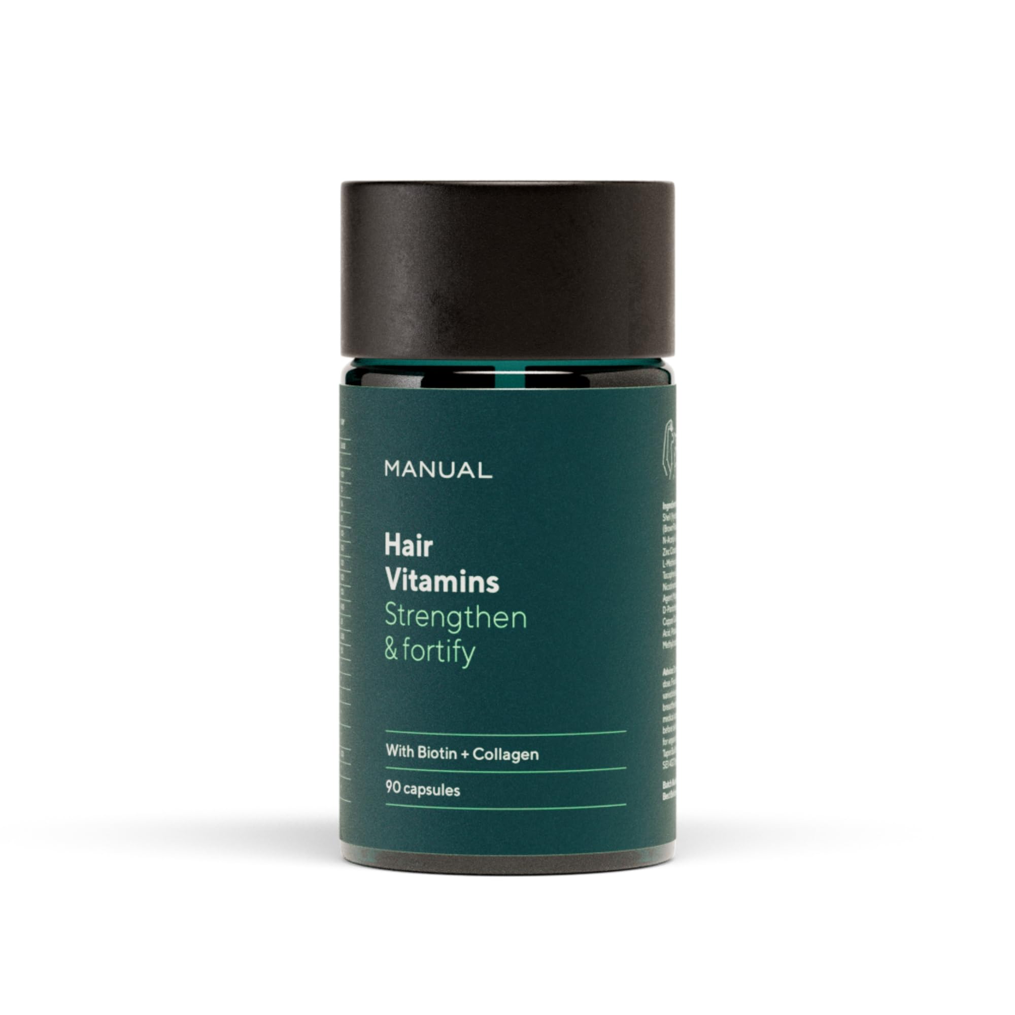 Manual Biotin & Collagen Hair Growth Vitamins (90 Capsules) – Supports Thicker, Healthier Hair – with Essential Nutrients for Hair Loss & Thinning – Take 1 Daily – 3 Month Supply