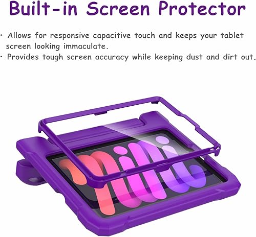Miniatura 9 de A ADENK Funda infantil para iPad Mini 6 generación de 8.3 pulgadas, versión 2021, con protector de pantalla integrado, a prueba de golpes, mango