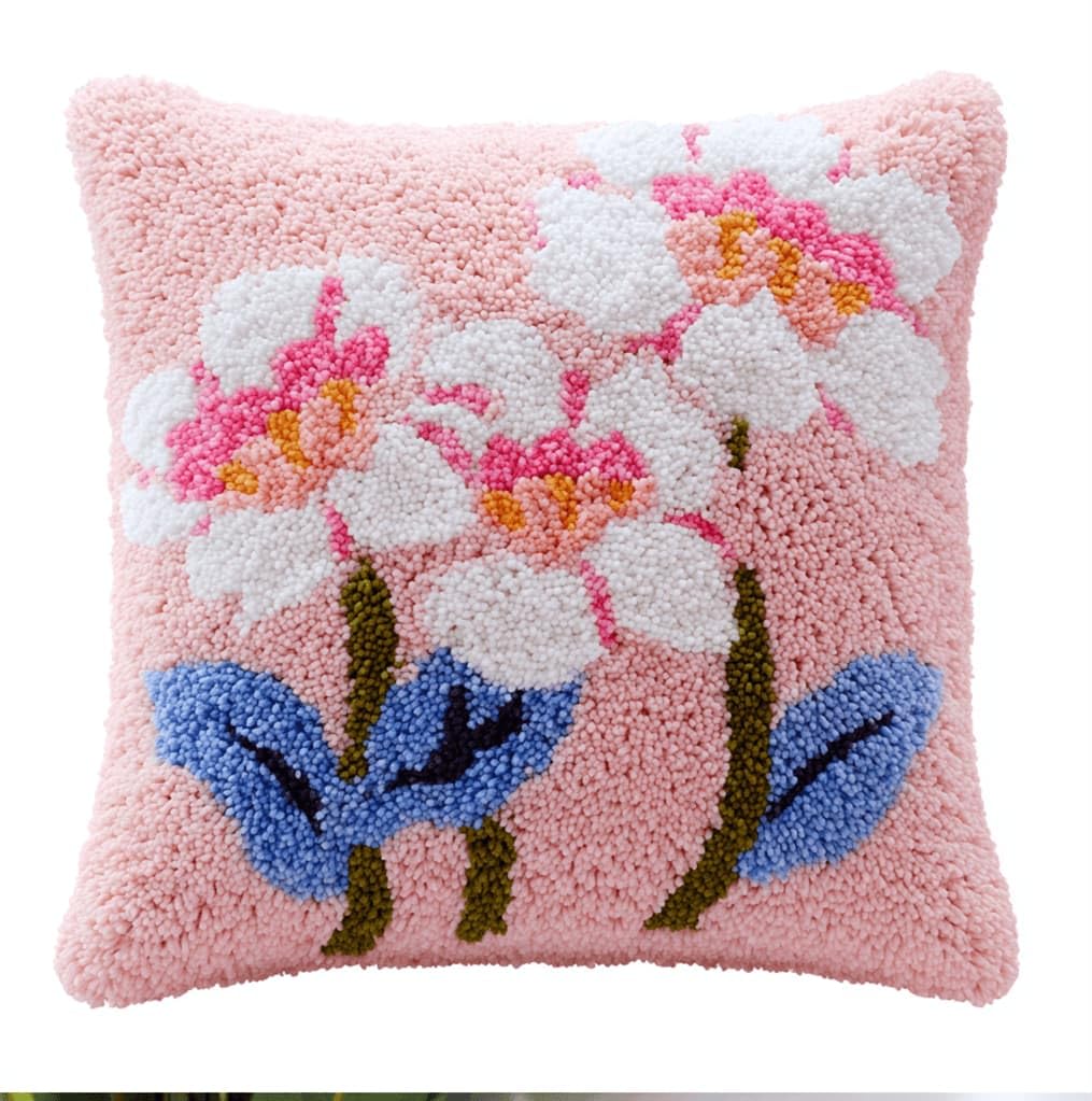 Kitquiver Beginner Latch Hook Cushion Kit,Lily Decor Pillow Cover 43X43Cm