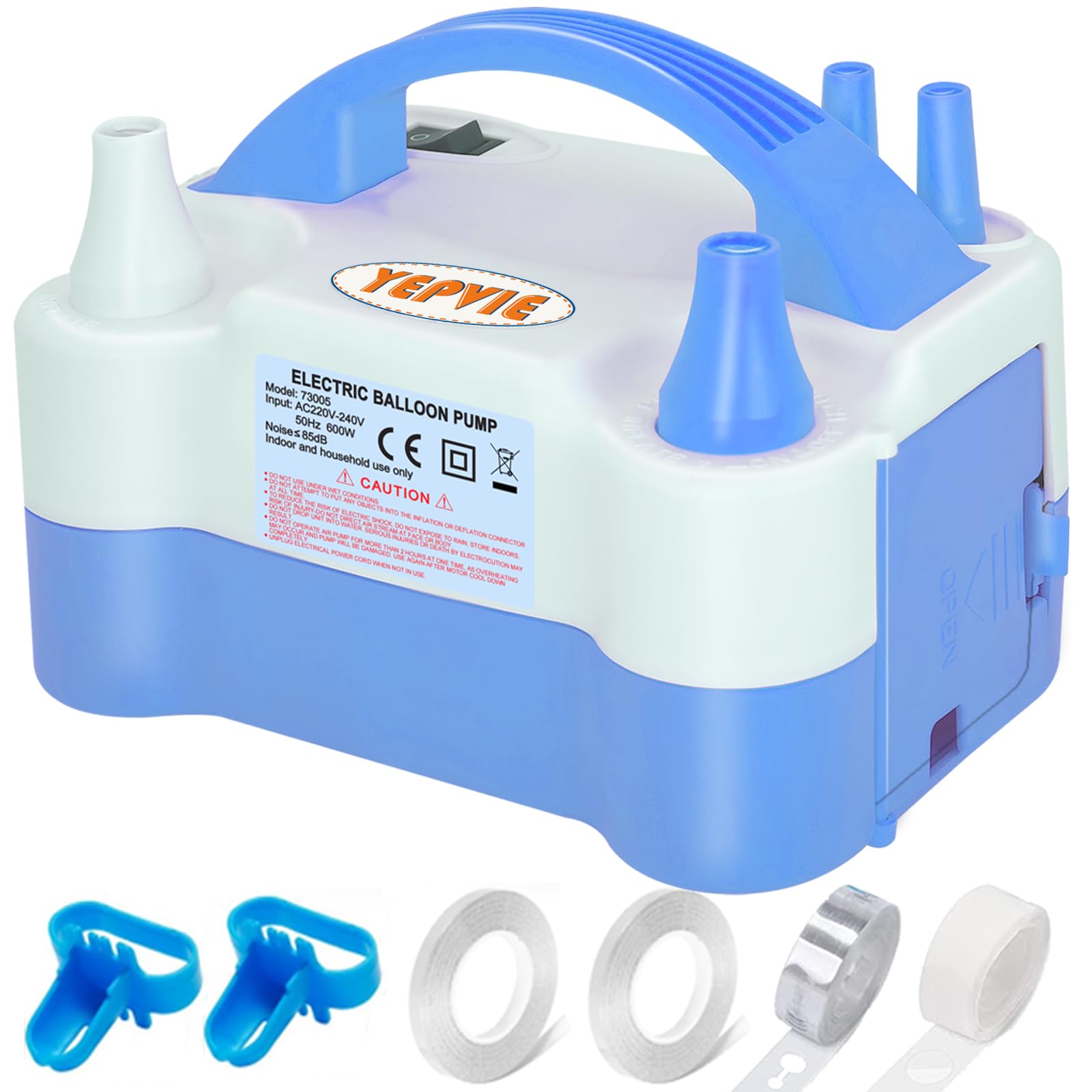 YEPVIE Electric Balloon Pump UK, Portable 2 Modes Balloon Inflator with 6 Balloon Arch Kits, Electric Air Pump for Balloons, Professional Electric Balloon Blower Machine for Birthday Party Decoration