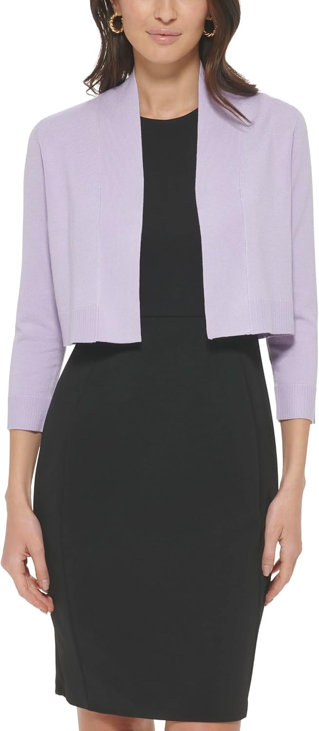Calvin Klein Women's 3/4 Sleeve Lightweight Shrug Sweater