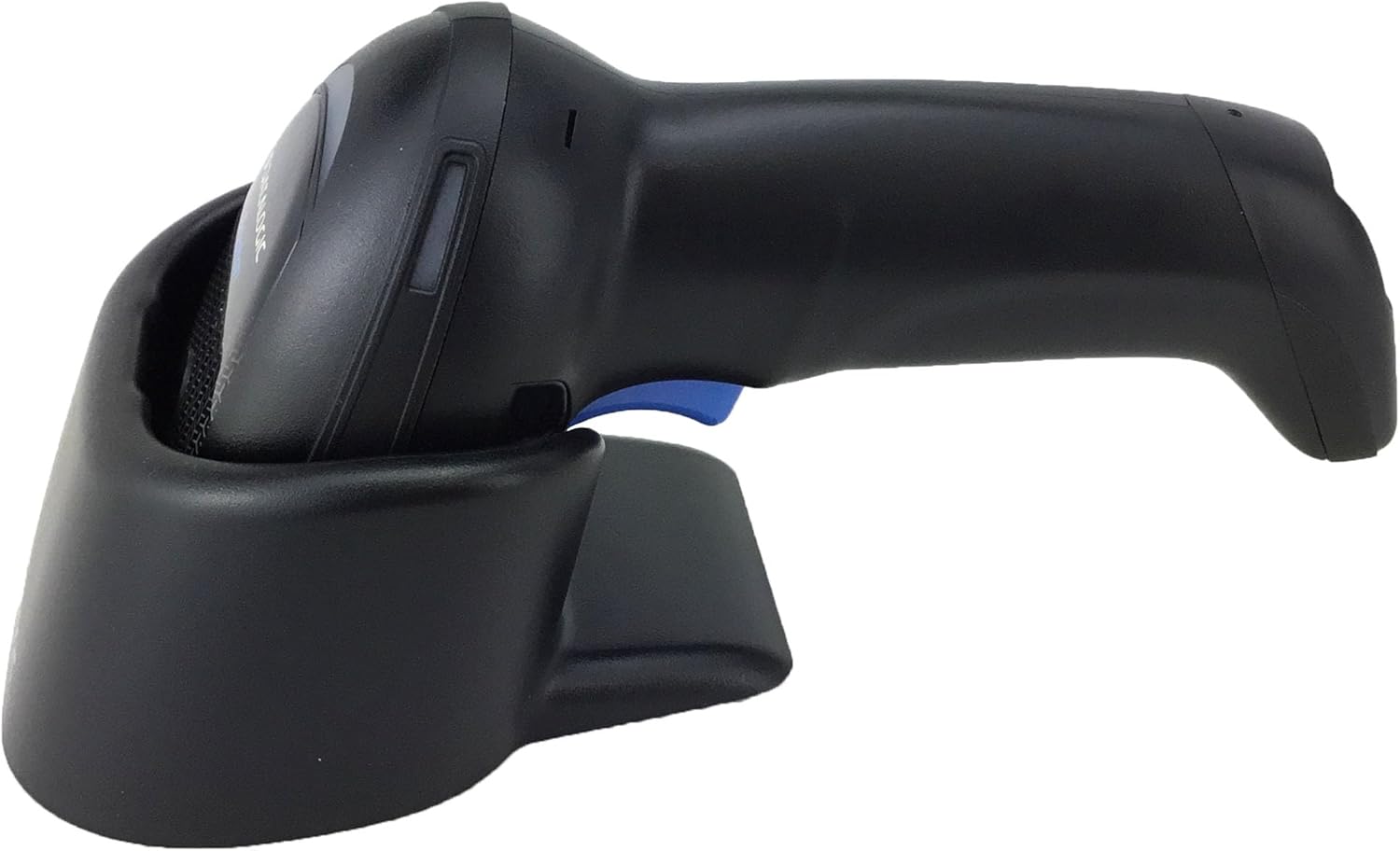 Datalogic Gryphon GD4590-HD barcode scanner in its holder, side view