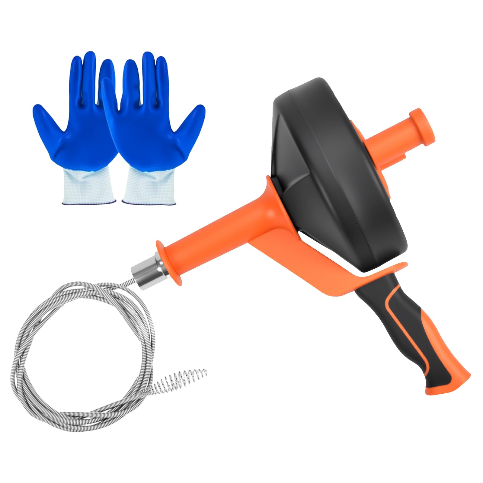 Furet de Débouchage 13 m avec Tête de Perçage, Protection Gants Inclus | Spirale d’Évacuation Écologique pour Cuisine et Salle de Bain, Câble en Acier au Manganèse Résistant, Anti-vibrations